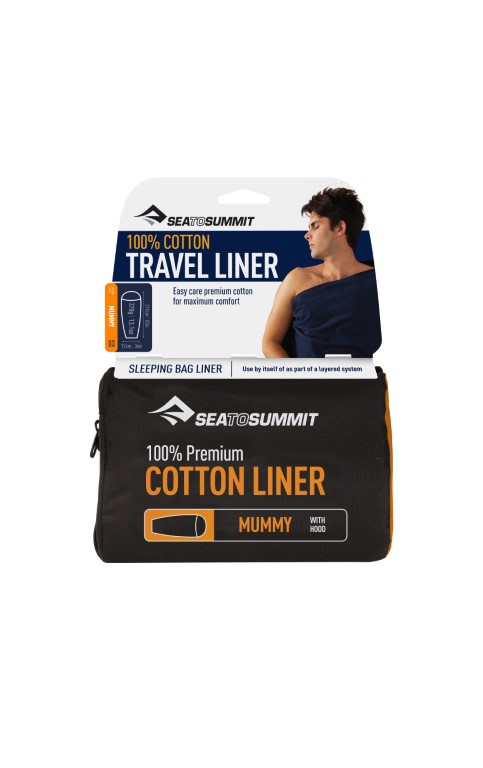 Innenschlafsack Cotton Travel Liner Mummy with hood