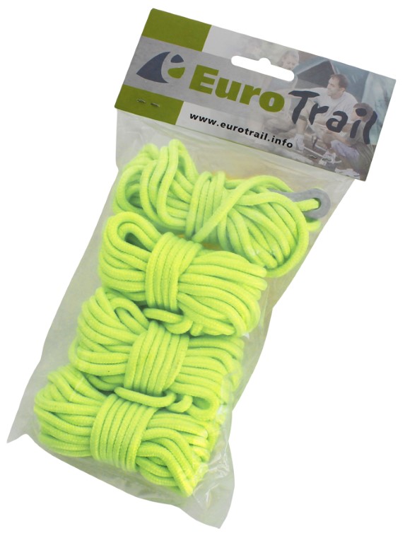 Ersatzspannleinen gelb fluoreszierend, mit Spannern, 4er Pack